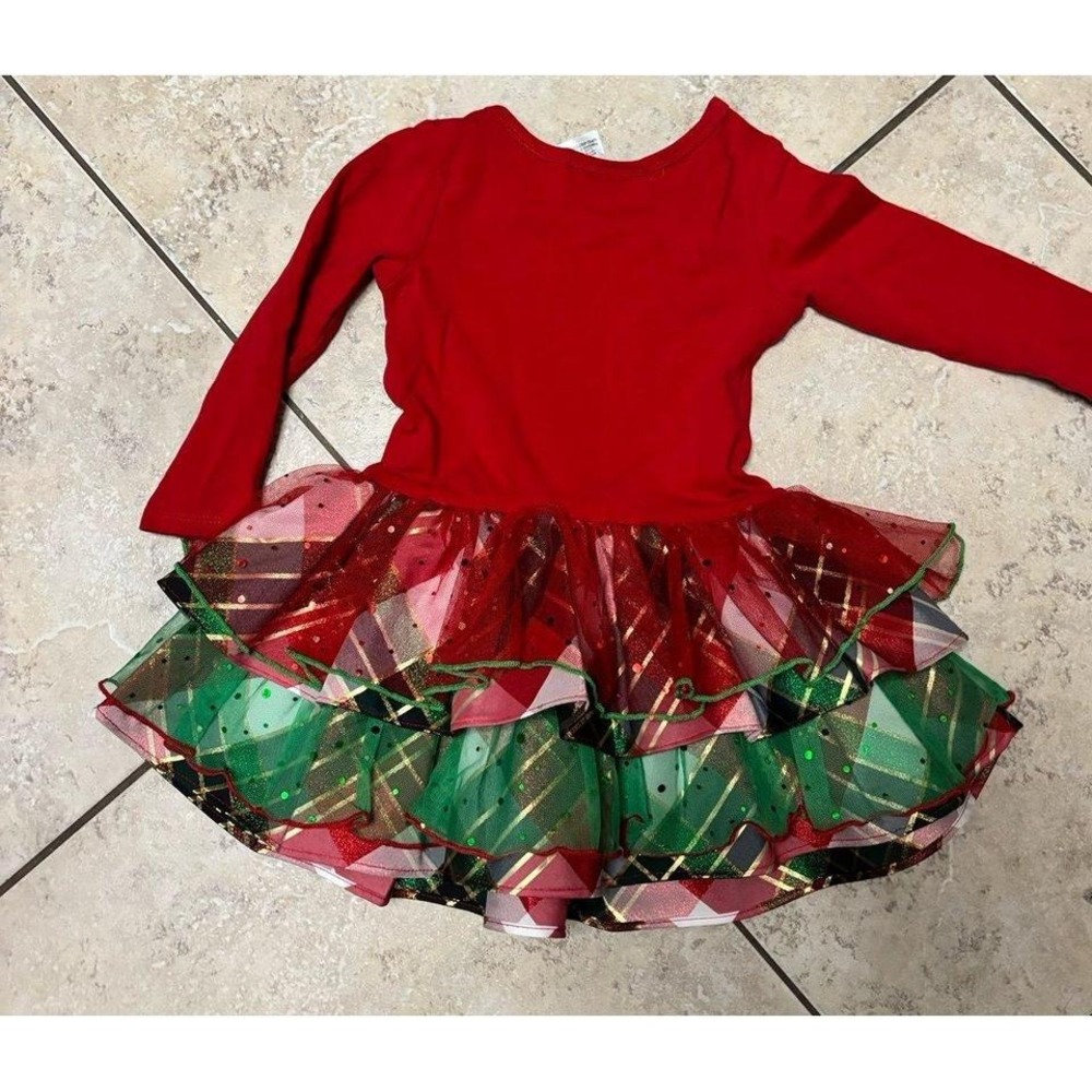 Bonnie Jean red 2T Christmas dress with ruffled skirt - Picture 4 of 6